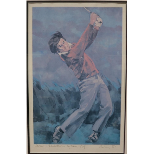 2034 - Harold Riley (1934 - 2023): colour lithograph, Severiano Ballesteros Lytham 1979, signed in pencil, ... 