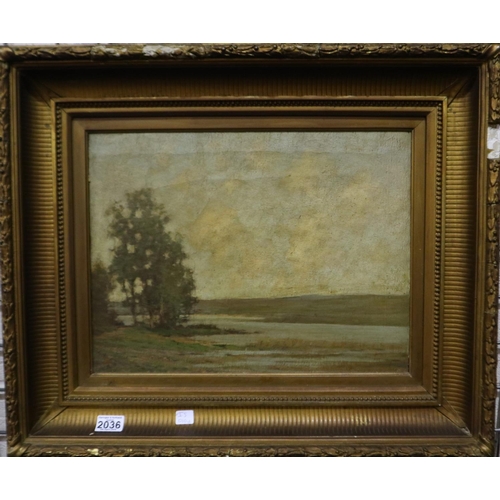 2036 - William Miller (19th century English school): oil on canvas, trees on the riverbank, 45 x 34 cm. Not... 