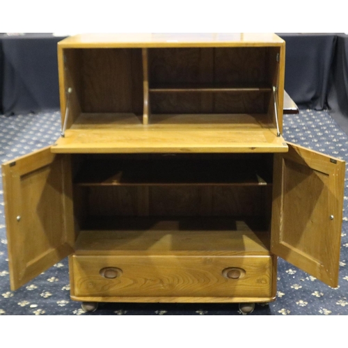 2047 - Ercol Windsor Golden Dawn bureau with fall front above two cupboard doors and single drawer, 83 x 45... 