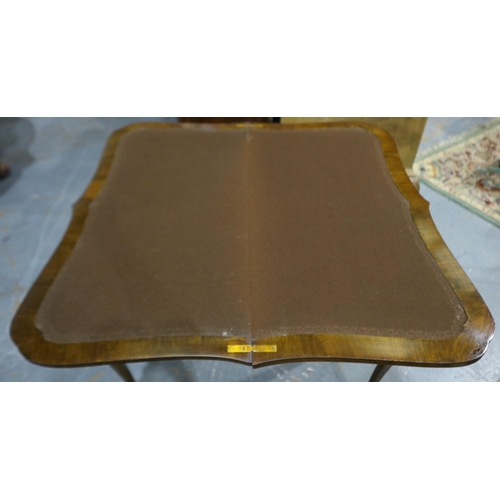 2051 - Victorian burr walnut fold over card table, 83 x 83 x 75 cm H (open). Generally good condition, some... 