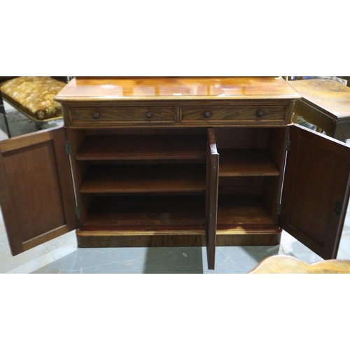 2052 - 19th century mahogany chiffonier with two short drawers above three cupboard doors, 125 x 44 x 94 cm... 