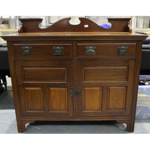 2062 - Art Nouveau period walnut buffet with two drawers over two cupboard doors, 122 x 41 x 109 cm H. Not ... 