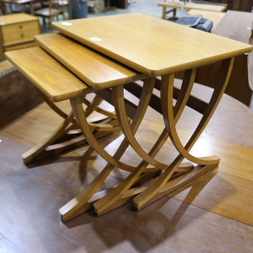 2069 - Nathan teak nest of three graduating tables, largest 61 x 43 x 50 cm H. Not available for in-house P... 