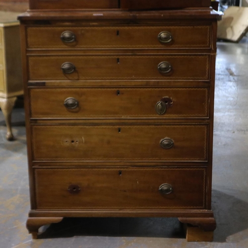 2074 - Georgian walnut secrétaire bookcase of diminutive proportions, the top faux-drawer fitted with drawe... 