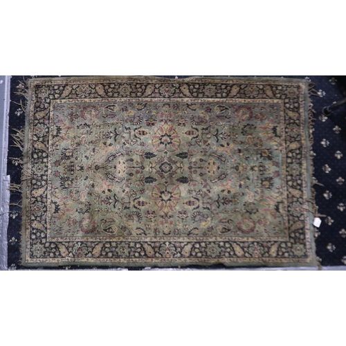 2079 - 19th century distressed polychrome decorated woollen rug, fringed, 119 x 175 cm. Not available for i... 