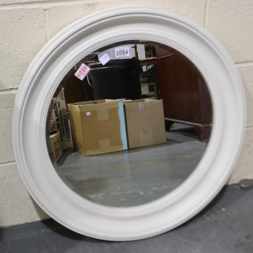 2084 - John Lewis circular mirror with moulded white frame, D: 68cm. Not available for in-house P&P