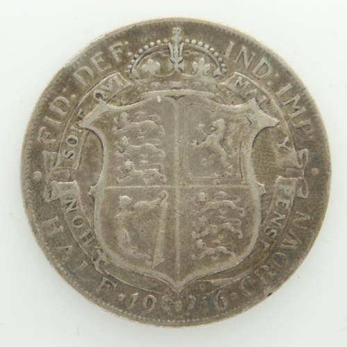 195 - 1916 silver half crown of George V - gF grade. UK P&P Group 0 (£6+VAT for the first lot and £1+VAT f... 