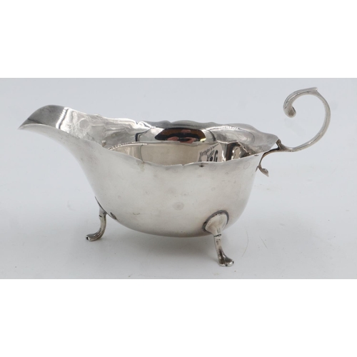 166 - Hallmarked silver sauce boat, Sheffield assay, L: 14 cm, 71 g. UK P&P Group 1 (£16+VAT for the first... 