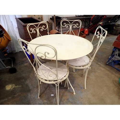 1717 - Patio set compressing four wrought iron chairs. Not available for in-house P&P