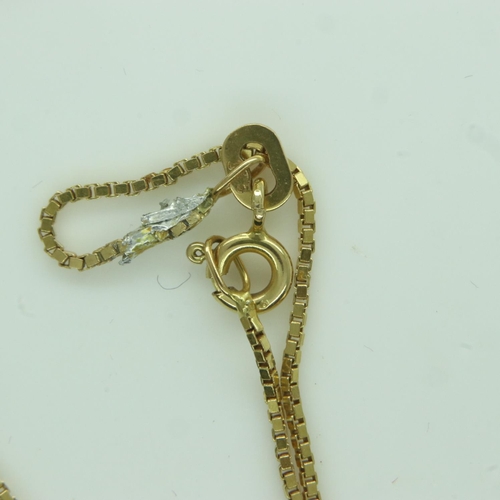 61 - 9ct gold box-link neck chain, repaired, L: 50 cm, 2.7g. UK P&P Group 0 (£6+VAT for the first lot and... 