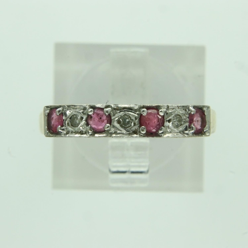 62 - 9ct gold ring set with rubies and diamonds, size P/Q, 1.8g. UK P&P Group 0 (£6+VAT for the first lot... 