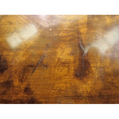 2051 - Victorian burr walnut fold over card table, 83 x 83 x 75 cm H (open). Generally good condition, some... 