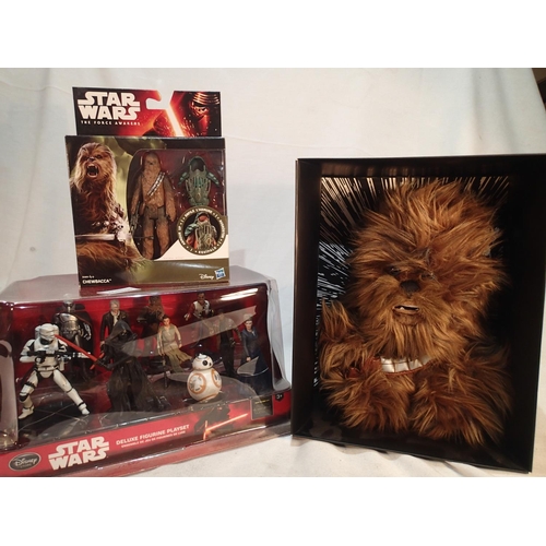 2422 - Disney star Wars items comprising plush Chewbacca, 24cm, ten figure play set, and Chewbacca from The... 