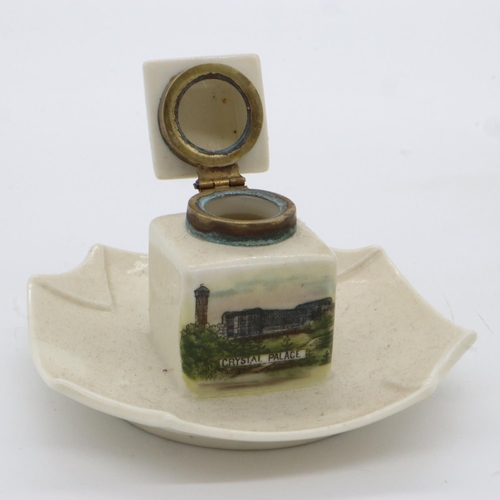 199 - Ceramic Crystal Palace Exhibition inkwell, D: 10 cm. UK P&P Group 2 (£20+VAT for the first lot and £... 