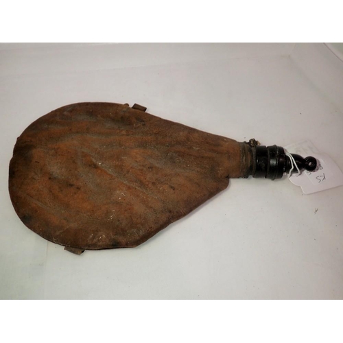 1133 - Leather Spanish wine bladder with stopper, L: 26 cm. UK P&P Group 2 (£20+VAT for the first lot and £... 