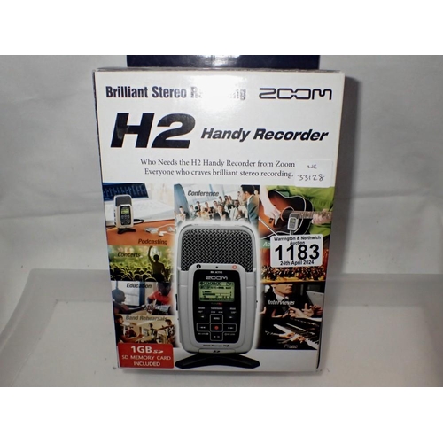 1183 - Zoom Handy recorder H2, boxed, appears complete. UK P&P Group 1 (£16+VAT for the first lot and £2+VA... 