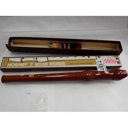 1187 - Boxed Hornby C descant wooden recorder. Not available for in-house P&P