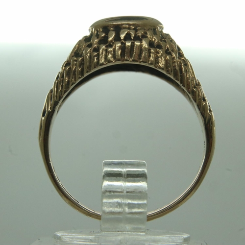 14 - 9ct gold gents ring set with diamond, size N, 4.6g. UK P&P Group 0 (£6+VAT for the first lot and £1+... 