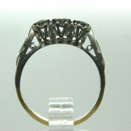 46 - **** WITHDRAWN ****18ct gold platinum-set diamond trilogy ring, size L/M, 2.3g. UK P&P Group 0 (£6+V... 