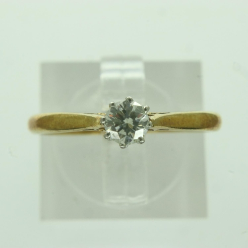 62 - 18ct gold solitaire diamond ring, 0.15ct, size N/O, 2.6g. UK P&P Group 0 (£6+VAT for the first lot a... 