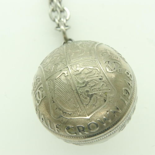 70 - 1948 half crown ball pendant necklace. UK P&P Group 1 (£16+VAT for the first lot and £2+VAT for subs... 