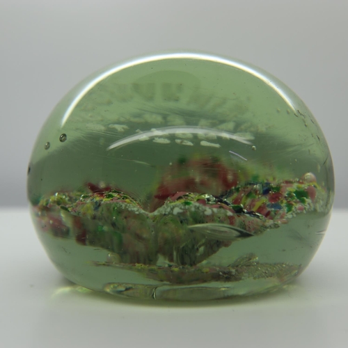 184 - Circular glass paperweight for the St Louis Worlds fair 1904. Wear to base, some scratches to top, n... 