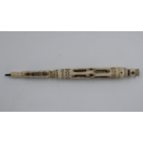 196 - Carved bone pencil with Stanhope of Crystal Palace. UK P&P Group 1 (£16+VAT for the first lot and £2... 