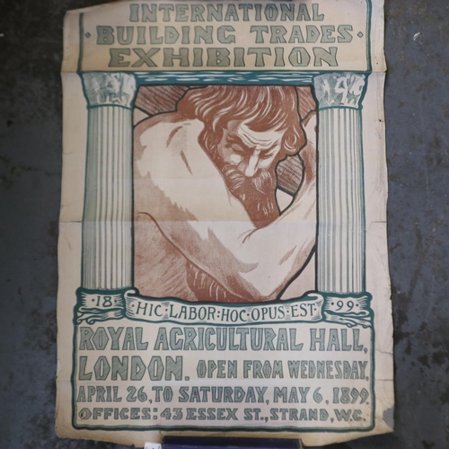 202 - Original poster for International Building Trade 1899, 55 x 75 cm. UK P&P Group 2 (£20+VAT for the f... 