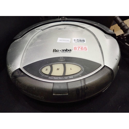 1588 - Roomba robotic floor vac, lacking charger. Not available for in-house P&P