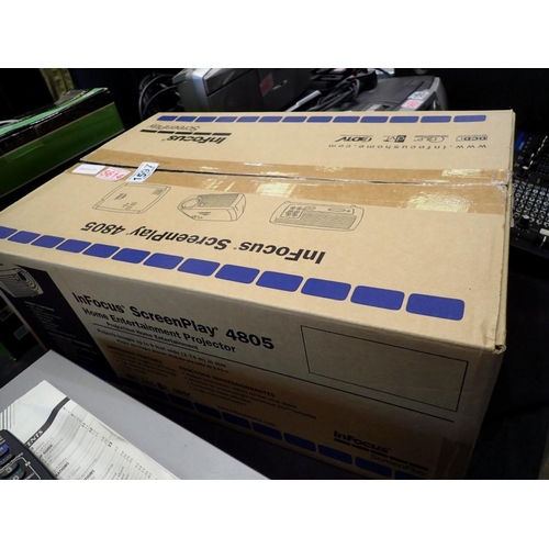 1597 - Infocus screenplay 4805 home entertainment projector, boxed with accessories. Not available for in-h... 