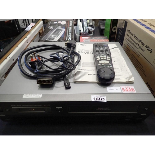 1601 - JVC DV/S-VHS recorder model SR-V510EK, with remote and manual. All electrical items in this lot have... 