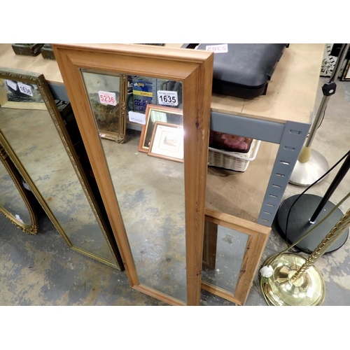 1635 - Two pine framed mirrors, tallest H: 95cm. Not available for in-house P&P