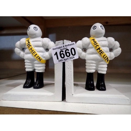 1660 - Pair of cast iron Michelin Man bookends, H: 14 cm. UK P&P Group 2 (£20+VAT for the first lot and £4+... 