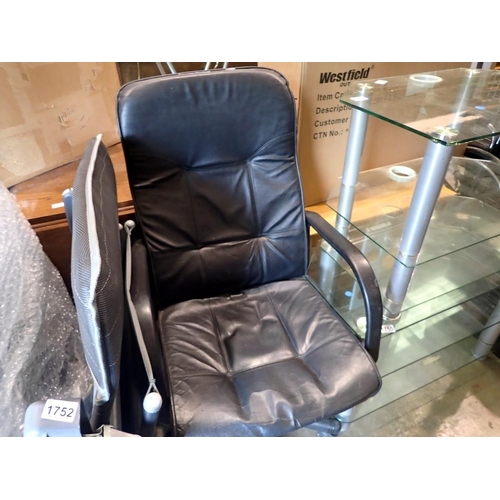 1753 - Black office chair. Not available for in-house P&P