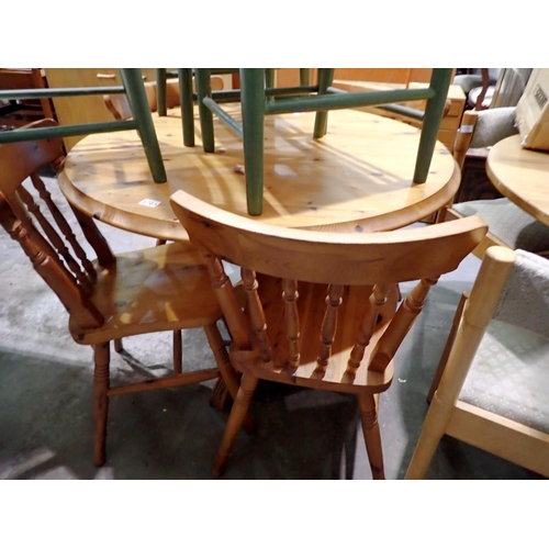 1765 - Circular pine table with four pine chairs, table D: 100 cm. Not available for in-house P&P