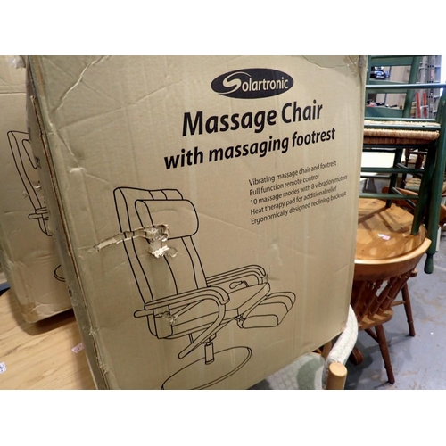 1768 - Solartronic TS-8-8B massage chair with massage footrest, factory sealed. Not available for in-house ... 