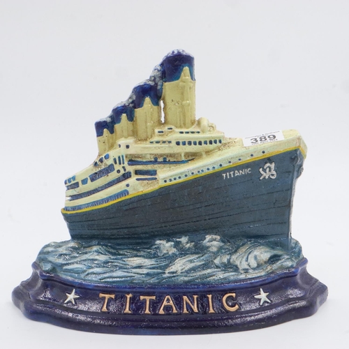 400 - Cast iron doorstop of SS Titanic, L: 27 cm. P&P Group 2 (£20+VAT for the first lot and £4+VAT for su... 