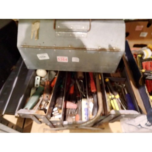 1995E - Two metal tool boxes one containing hand tools. Not available for in-house P&P