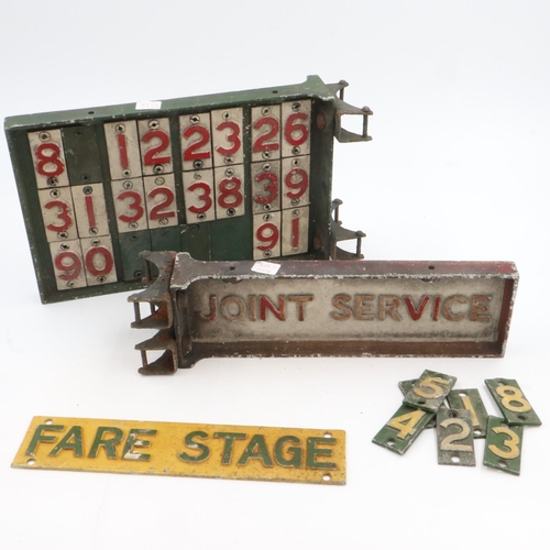 405 - Joint service and fare stage transport signal signage with number plaques L: 37 cm. UK P&P Group 3 (... 