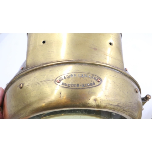 414 - ***WITHDRAWN***Pair of large brass lamps marked Ramon Camano Buenos Aires D: 26 cm. Not available fo... 