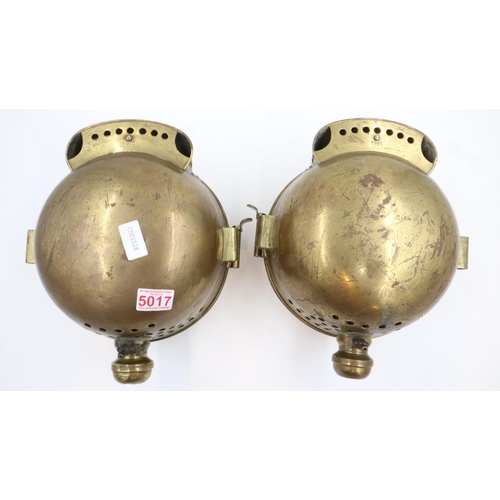 414 - ***WITHDRAWN***Pair of large brass lamps marked Ramon Camano Buenos Aires D: 26 cm. Not available fo... 