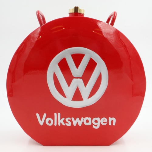 417 - Red Volkswagen petrol can with brass cap, H: 34 cm. UK P&P Group 3 (£30+VAT for the first lot and £8... 