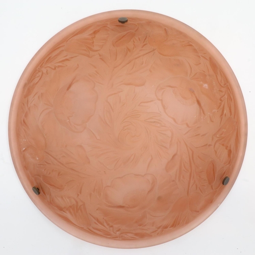 420 - Peach glass ceiling pendant lamp shade, D: 35 cm. Not available for in-house P&P