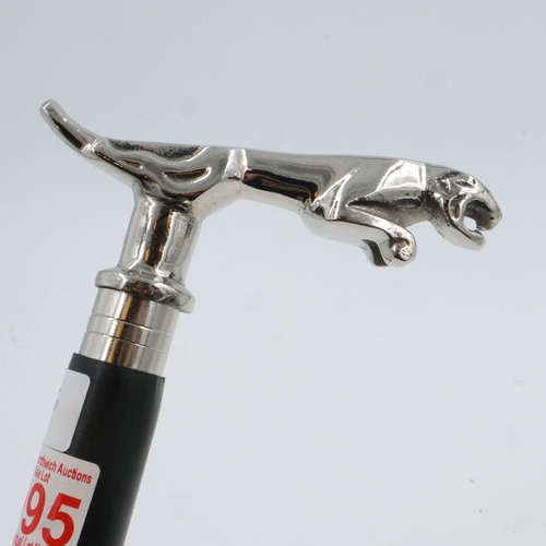 424 - Chrome Jaguar handle walking stick, L: 88 cm. UK P&P Group 3 (£30+VAT for the first lot and £8+VAT f... 