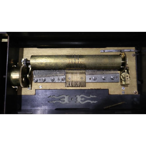 429 - ***WITHDRAWN***Swiss music box playing ten tunes in an inlaid walnut case, L: 61 cm. Not available f... 