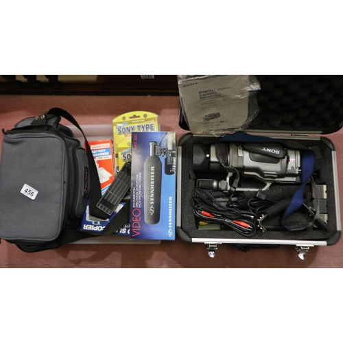 456 - Sony Digital video camera recorder model DCR-VX100E, in Sony aluminium fitted case with accessories.... 