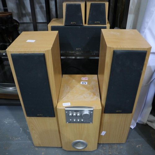 474 - Hit stereo system with multiple speakers. All electrical items in this lot have been PAT tested for ... 