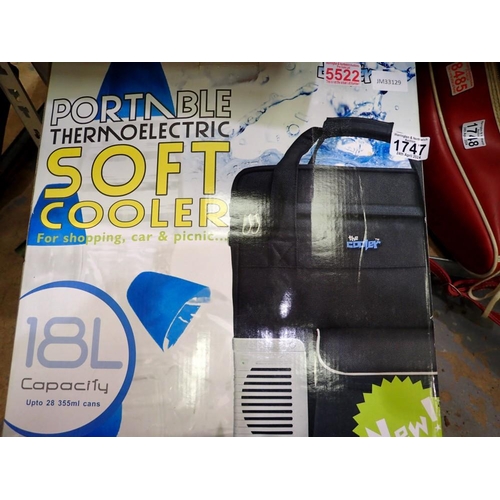 1747 - Portable thermoelectric soft cooler, boxed, with ice packs. Not available for in-house P&P