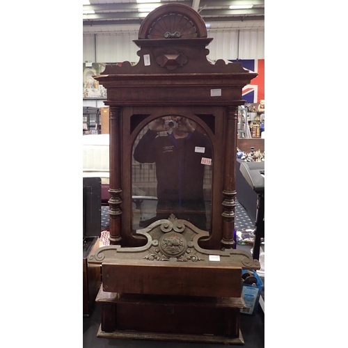 428A - Walnut polyphon with disc storage below, H: 125 cm. No internal working components. Not available fo... 