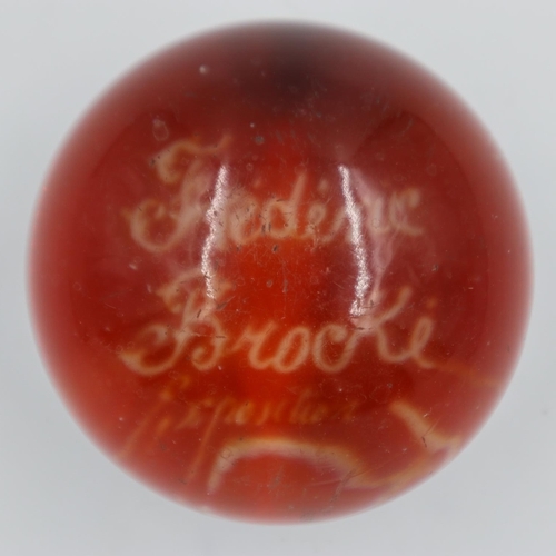 178 - Glass paperweight for Frederic Brock for 1889 Exposition. UK P&P Group 1 (£16+VAT for the first lot ... 